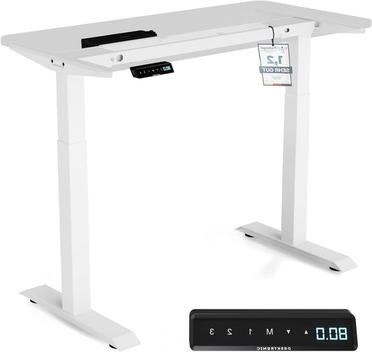 Desktronic Desk HomeOne Frame - Height Adjustable Desk, Standing Desk, Table Frame, Height Adjustable, Electric Desk with Touch Screen and Charging Ports, White - QUORE