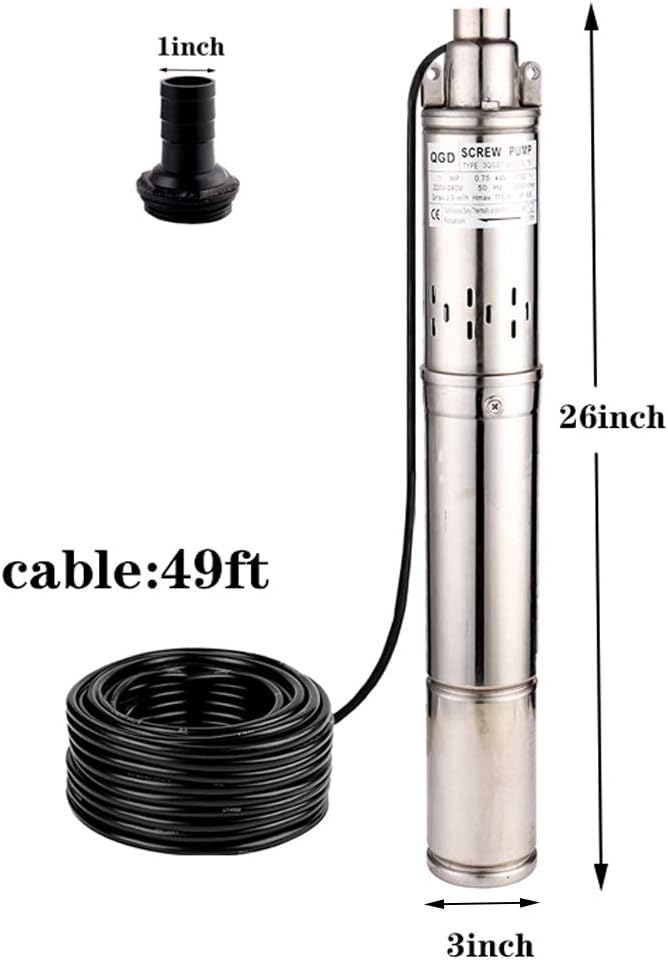 Diepbronpomp – Dompelpomp – Pomp – Tuinpomp – Huiswaterpomp – Roestvrij Stalen Behuizing – 0,75 kW 116 M Opvoerhoogte