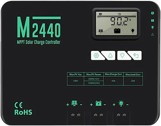 SolaMr 40A MPPT zonne-laadregelaar 12V/24V met LCD display voor communicatie basisstations en huishoudelijke systemen - M2440