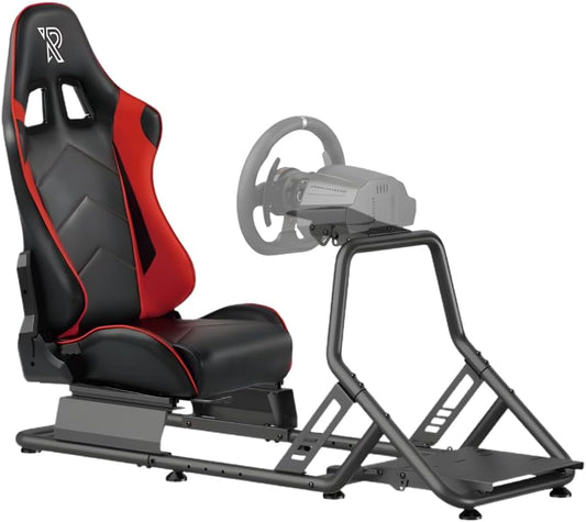 Racing Simulator Cockpit - Stoel Met Stalen Frame - Verstelbare Rugleuning Voor Beginners en Professionals - Metalen Frame - Simracing