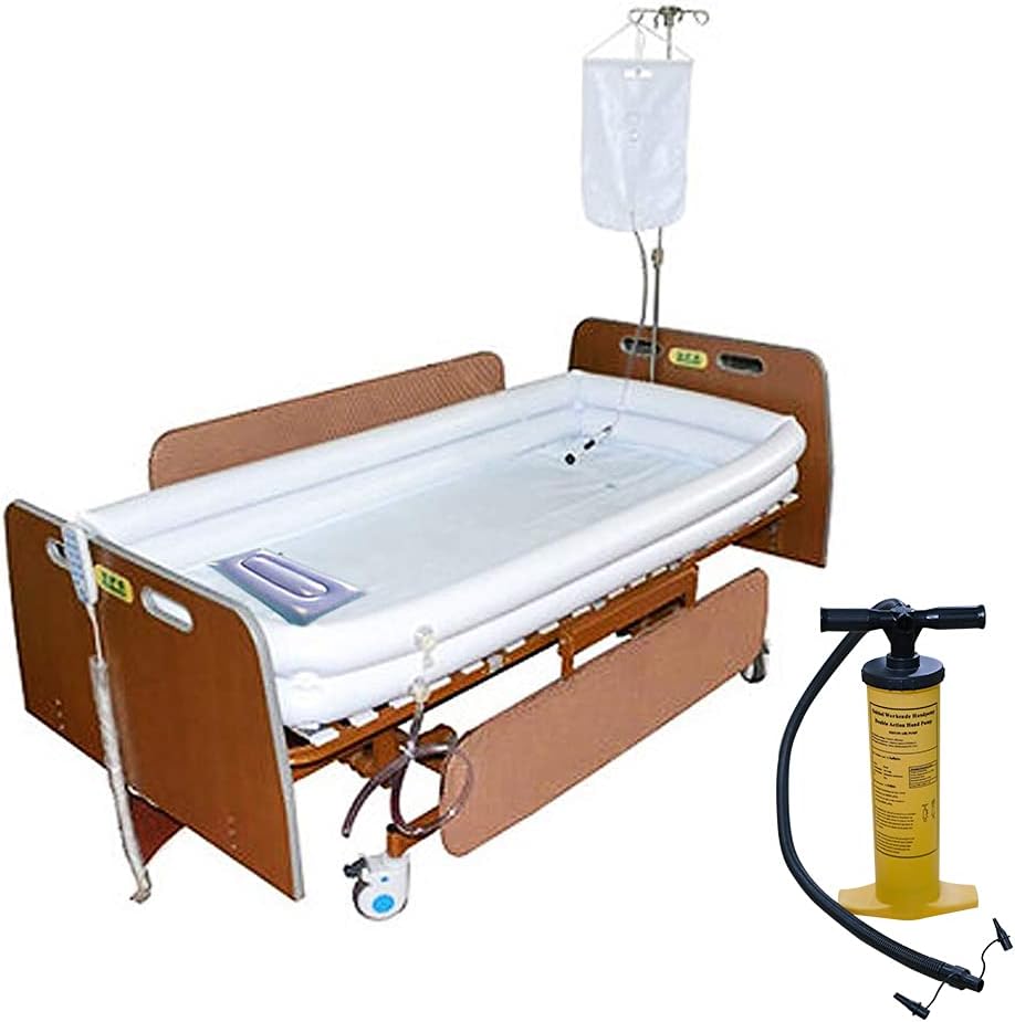 Opblaasbare badkuip douche bad wastafel kit voor ouderen, gehandicapten, senioren, bedlegerige patiënten, gehandicapten, bad in bed. met uitstekende uitademing en ontlaat samen luchtpomp