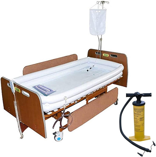 Opblaasbare badkuip douche bad wastafel kit voor ouderen, gehandicapten, senioren, bedlegerige patiënten, gehandicapten, bad in bed. met uitstekende uitademing en ontlaat samen luchtpomp