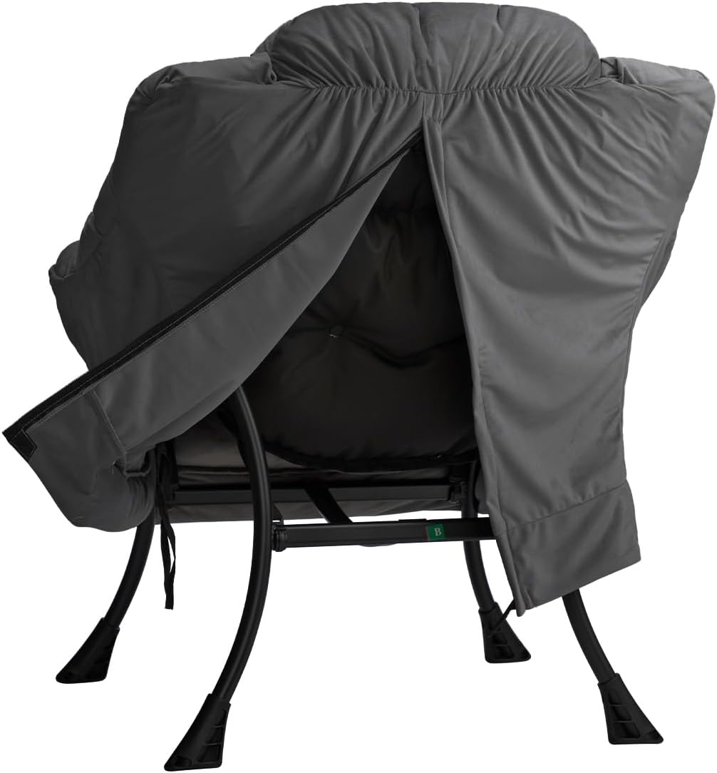 HollyHOME Relax Fauteuil met Voetenbank Woonkamer Stoel Slaapkamer Stoel Lounge Stoel met Armleuningen Leesstoel Accentstoel met Stalen Frame, Donkergrijs