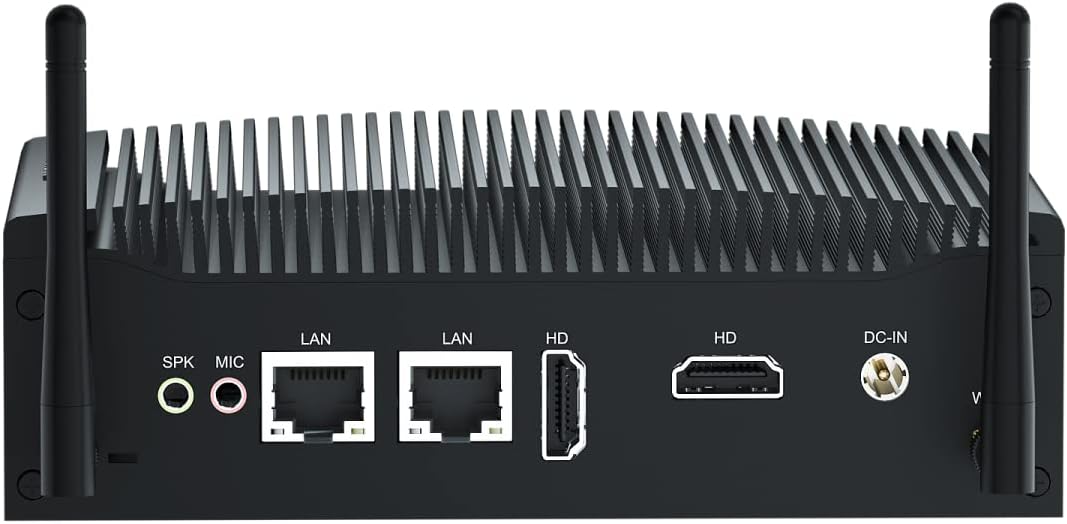 Stil Mini PC i5 WIN11 Pro 12V Fanless PC Industrial Core i5 8250U/8350U, 16GB RAM 512GB SSD, 2x HD 4k Output, 2x RS232 COM, WiFi, 2x Gigabit Lan, Mini Computer Industrieel PC Server, 4G SIM Slot