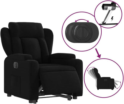 Relaxstoel Met Opstahulp – Elektrische Relaxstoel – TV-Stoel – Ligstoel – Zetel – Elektrisch Kantelsysteem – Zwarte Stof – Elektrische Ligfunctie