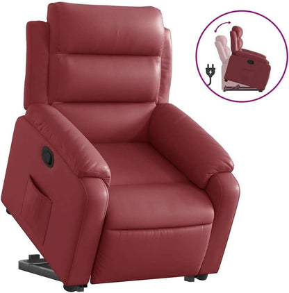 Relaxfauteuil – Sta-Op Stoel – TV Fauteuil – Verstelbare Relaxstoel – Ligstoel – Elektrische Opsta-Ondersteuning – Kunstleren Bekleding Wijnrood
