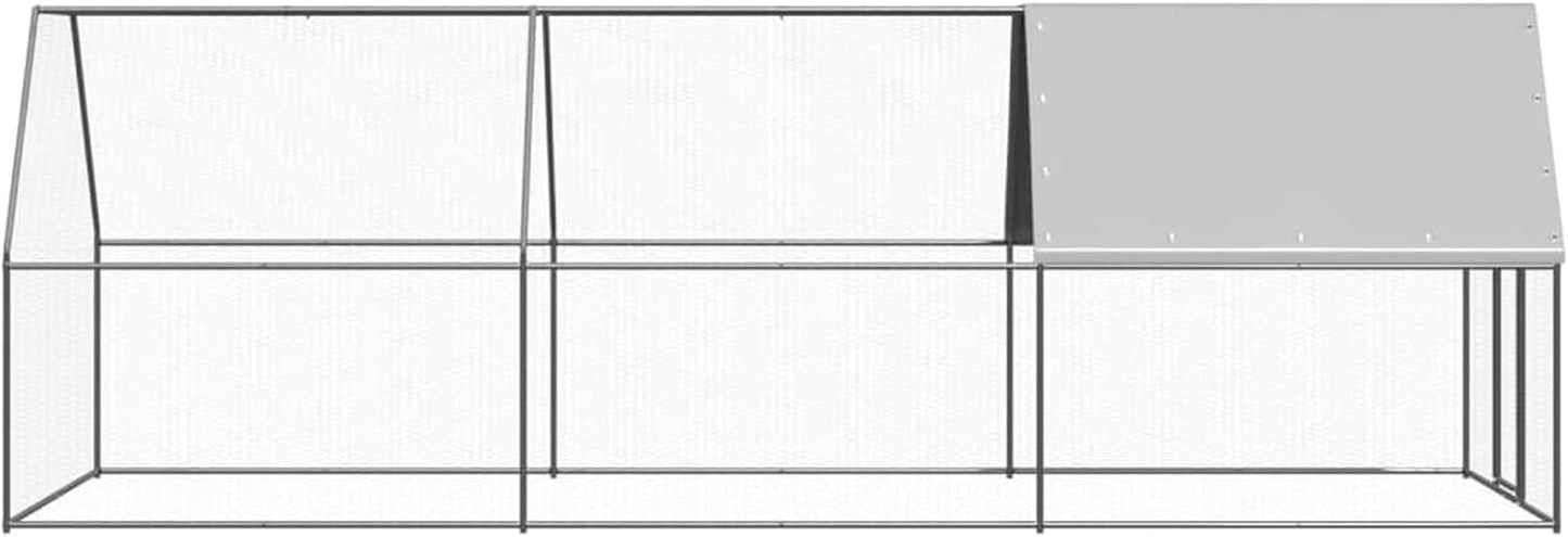Kippenhok, kippenhok, vrijloopverblijf, kippenhok, kippenren voor kippen, kleine dieren, gevogelte, deur met slot, 2 x 6 x 2 m, verzinkt staal