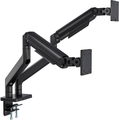 DIGITUS monitorbeugel – 2 schermen – tot 45 inch – draagvermogen 20 kg – mechanische veer – voor platte en gebogen monitoren – VESA 75x75 100x100 – draaien, zwenken, kantelen – zwart