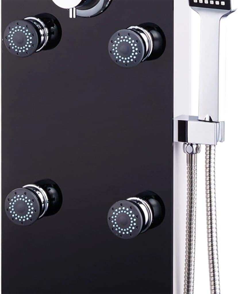 vidaXL Shower Panel Glass Black Shower Panel System Massage Shower Shower