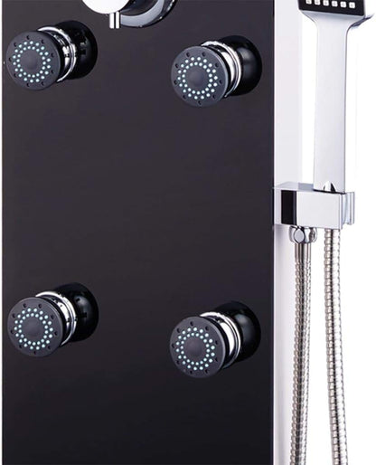 vidaXL Shower Panel Glass Black Shower Panel System Massage Shower Shower