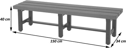 Mendler HWC-K60 Aluminium Garden Bench Sofa Park Bench Balcony Bench Weatherproof WPC 150 cm Brown - QUORE