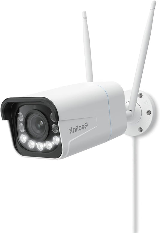 Reolink 4K 8MP Outdoor Security Camera with 5X Optical Zoom, Remote Viewing with H.265 Recording, 2.4/5GHz WiFi, Color Night Vision, Human/Vehicle/Pet Detection, Two-Way Audio, RLC-811WA - QUORE
