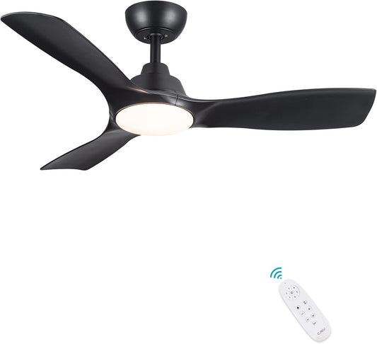 CJOY Plafondventilator Met Licht, Dimbare LED Plafondventilator met Verlichting 107cm, Moderne Plafondventilator met Verlichting, Zomer- en Wintermodi, 6 Windsnelheden, 3000K/4000K/6500K, Timer