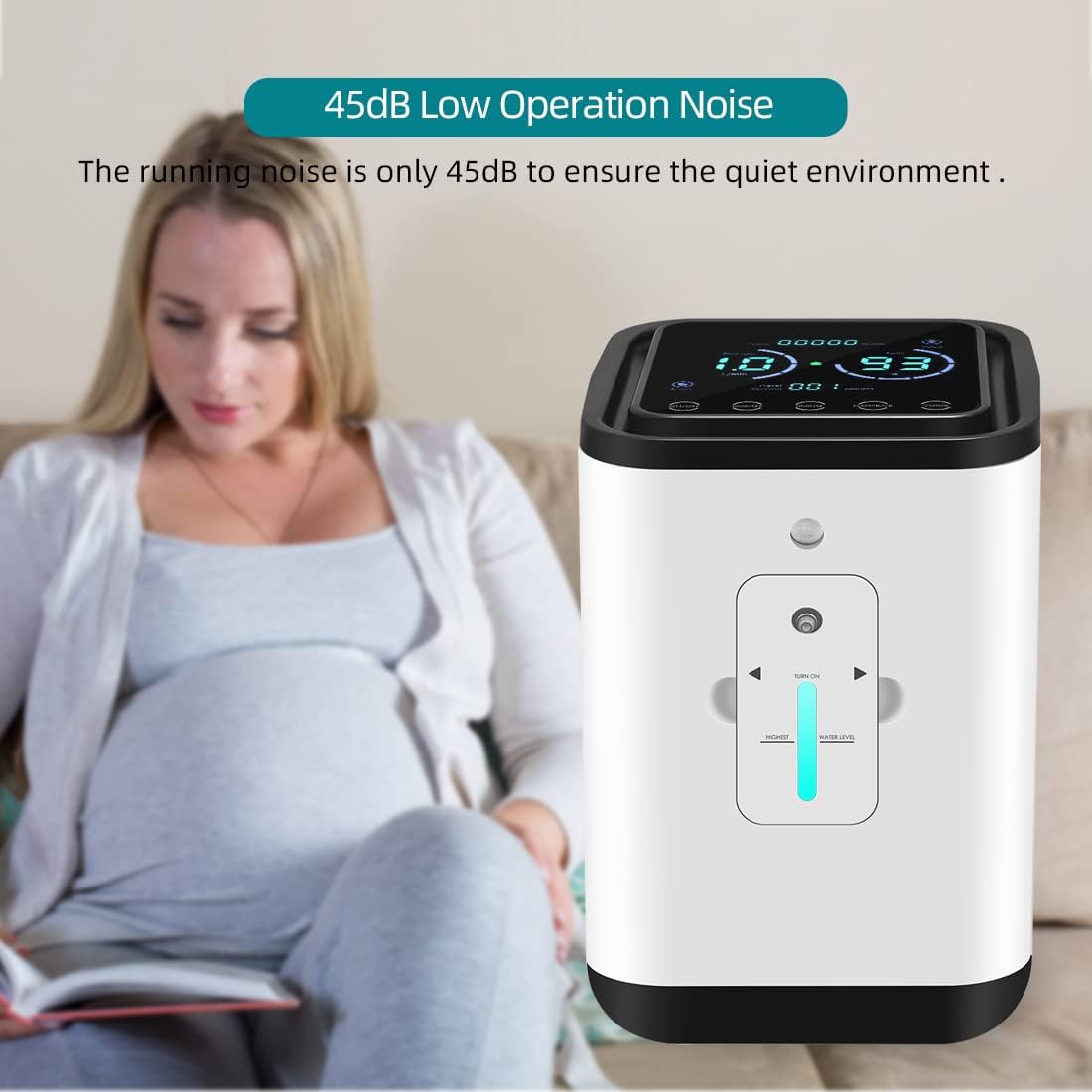 Zuurstofconcentrator 1-7L/min Instelbare Zuurstofconcentrator 93%~30% Hoge Zuiverheid Zuurstof Hoogwaardige Zuurstofmachine voor Thuisgebruik voor zuurstoftherapie 220V EU-stekker
