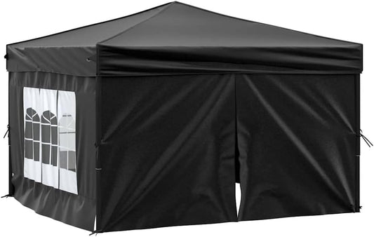 vidaXL Partytent inklapbaar met zijwanden 3x3 m zwart
