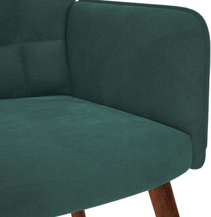 Fluwelen Relaxstoel – Loungestoel – Fauteuil – Zitstoel – Loungefauteuil – Zacht Fluweel – Robuust Frame Met Houten Poten – Comfortabele Gevoerde Zitting En Rugleuning – Donkergroen
