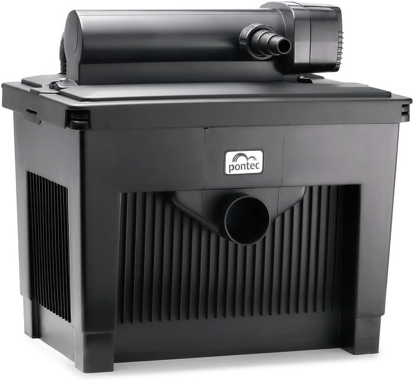 Doorstroomfilterset – Vijverfilter – Filterinstallatie – UVC-filter – Waterzuiveringssysteem – Voor Vijvers Tot 25.000 Liter – 24W UVC-Lamp – Vloerafvoer Met Display