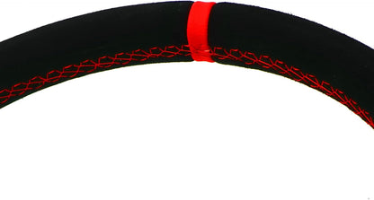 Universeel Sportstuur – Sportief Stuurwiel – Racen Stuur – Auto Stuur – Zwart Suède Stuur – 350mm Diameter – Rode Stiksels