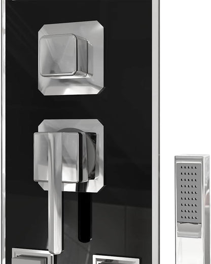 Douchepaneel – Douchezuil – Douchesysteem – Douchekolom – Regendouche – Roestvrij Staal & Gehard Glas – Zwart 18x45,5x130 cm