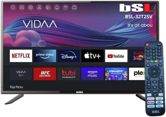 BSL-32T2SV VIDAA Smart TV 32 inch | WiFi | RJ45 | Res. HD1366X720p | USB | DVBT2/S2/C | Compatibel met Youtube, Netflix, Disney +, Dazn, Prime | HDMI