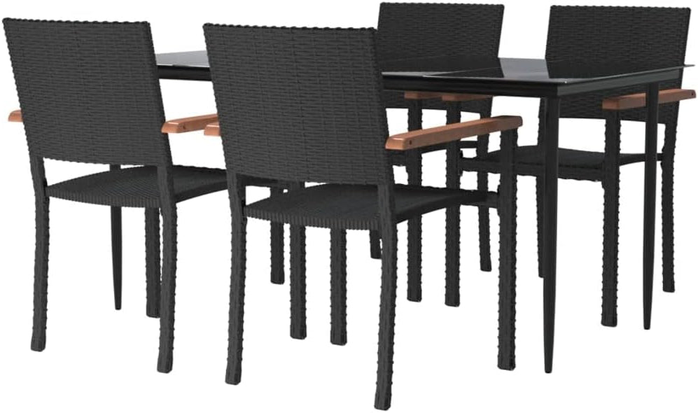 vidaXL 5-delige Tuinset poly rattan zwart - QUORE