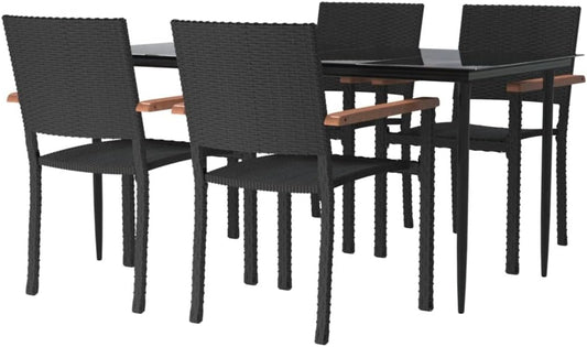 vidaXL 5-delige Tuinset poly rattan zwart - QUORE