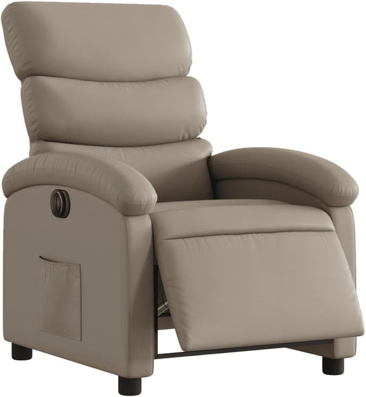 Elektrisch Verstelbare Fauteuil – Relaxstoel – Loungechair – TV Stoel – Relaxfauteuil – Kunstleer Cappuccino – Elektrische Verstelling Tot 135° – Zijvak & Duurzame Constructie