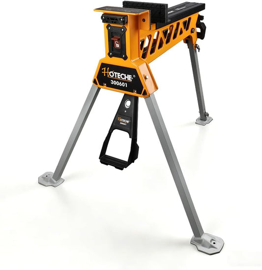 Hoteche Mobiele inklapbare werkbank, 250 kg draagvermogen, 0-950 mm spanbereik, geel-zilver-zwart, verpakking van papieren zakken