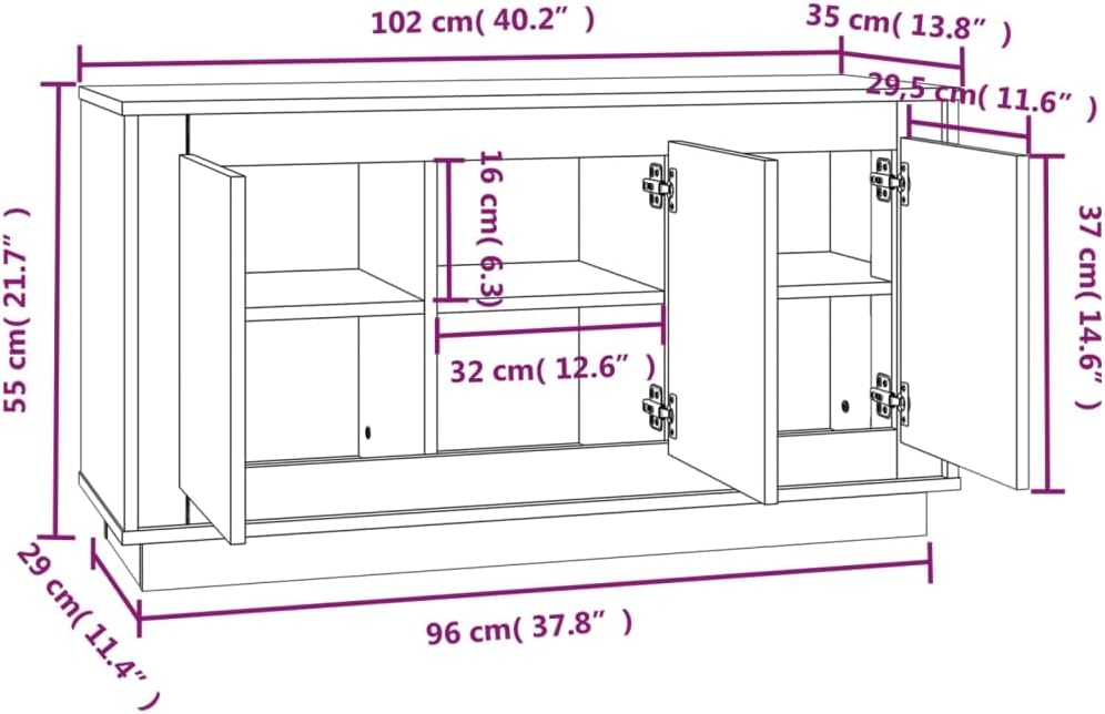 Sideboard Living Room Cabinets Living Room Angled Storage Cabinet Sideboard Sonoma Oak 102x35x55cm Wood Material - QUORE