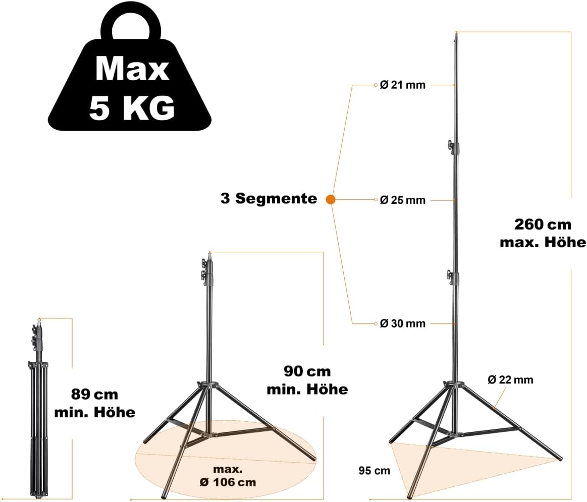 LED-vlaklampen – LED panelen – Daglichtlampen – Fotolampen – Videolampen – Tweedelige Set Met Statieven En Accu's – 5.600 K Daglicht – 504 LEDs Per Lamp
