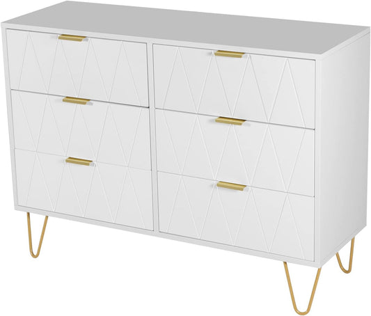 Commode – Ladekast – Kast – Opbergkast – 6 Laden – 100 x 34 x 73 cm – Scandinavisch Design – Hout en IJzer