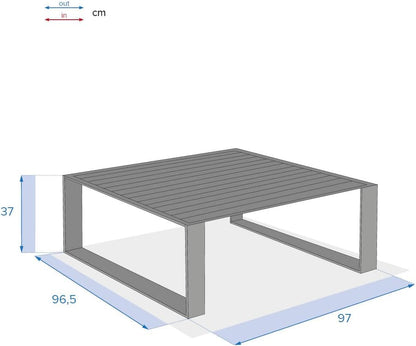 Hespéride Salontafel voor de tuin, vierkant, grafiet