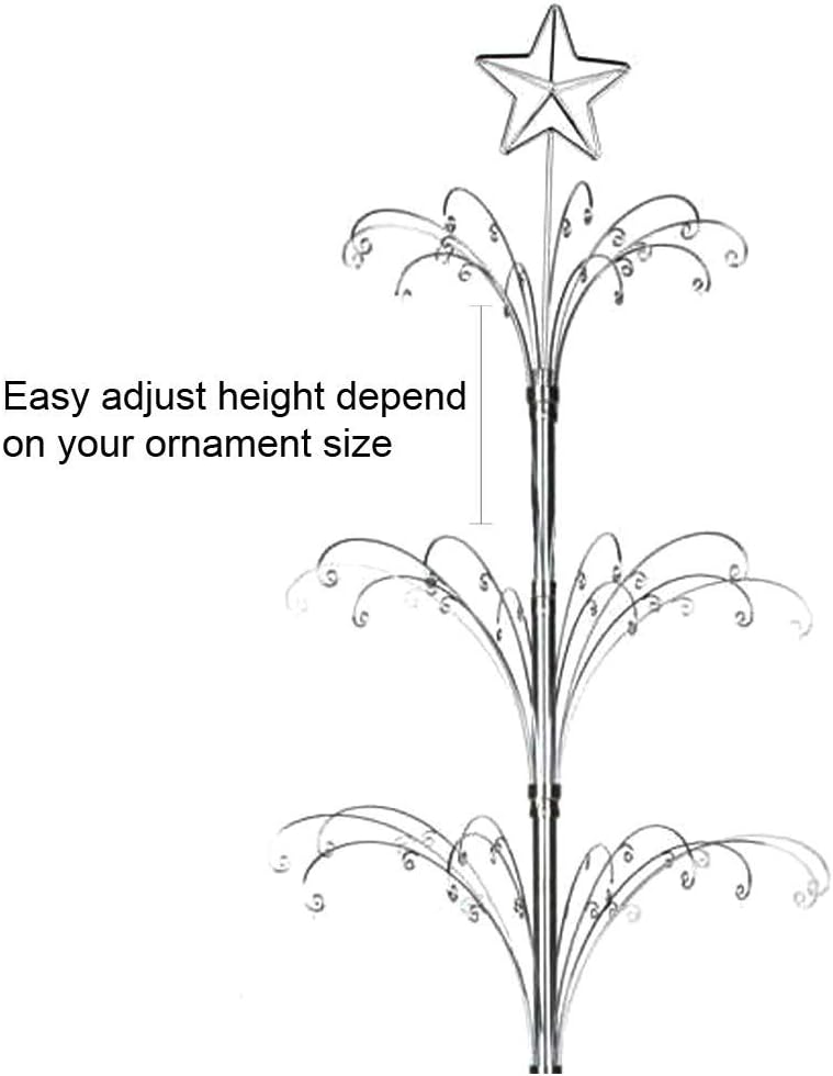 Draaibare Ornamentstandaard 47 Inch – Ornamentenboom – Displayboom – Kerstornamentenhouder – Decoratiestandaard – 60 Haken – Verstelbare Taklagen
