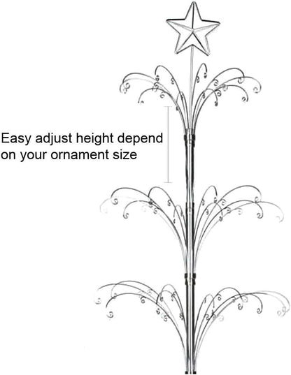 Draaibare Ornamentstandaard 47 Inch – Ornamentenboom – Displayboom – Kerstornamentenhouder – Decoratiestandaard – 60 Haken – Verstelbare Taklagen