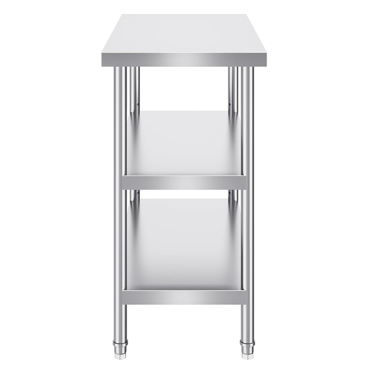 VEVOR Stainless Steel Food Preparation Table, 45 x 90 x 90 cm, Commercial Kitchen Work Table, with 2 Adjustable Bottom Shelf, Heavy Duty Metal Work Table for Barbecue, Kitchen, Home and Garage