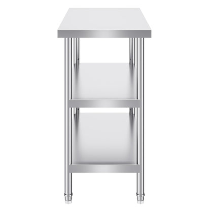VEVOR Roestvrijstalen voedselbereidingstafel, 45 x 90 x 90 cm, commerciële keukenwerktafel, keukentafel, met 2 verstelbare onderplank, zware metalen werktafel voor barbecue, keuken, huis en garage