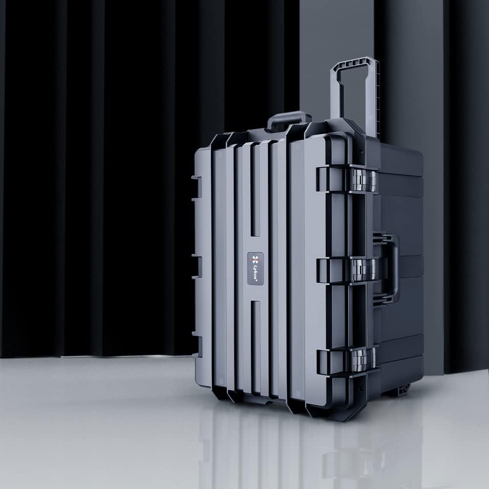 Lykus Grote hardcase box met schuiminzetstuk, verschillende maten, IP66 spatwaterdicht, geschikt voor camera, projector, elektronische apparatuur en meer