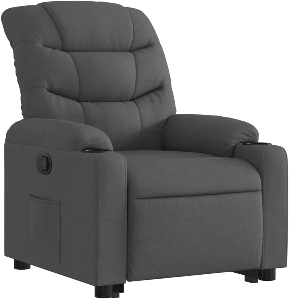 Relaxstoel – TV Stoel – Fauteuil – Sta-Op Stoel – Relaxfauteuil – Elektrische Opsta-Ondersteuning – Handmatig Verstelbare Rug- En Voetensteun – Donkergrijze Polyester Bekleding