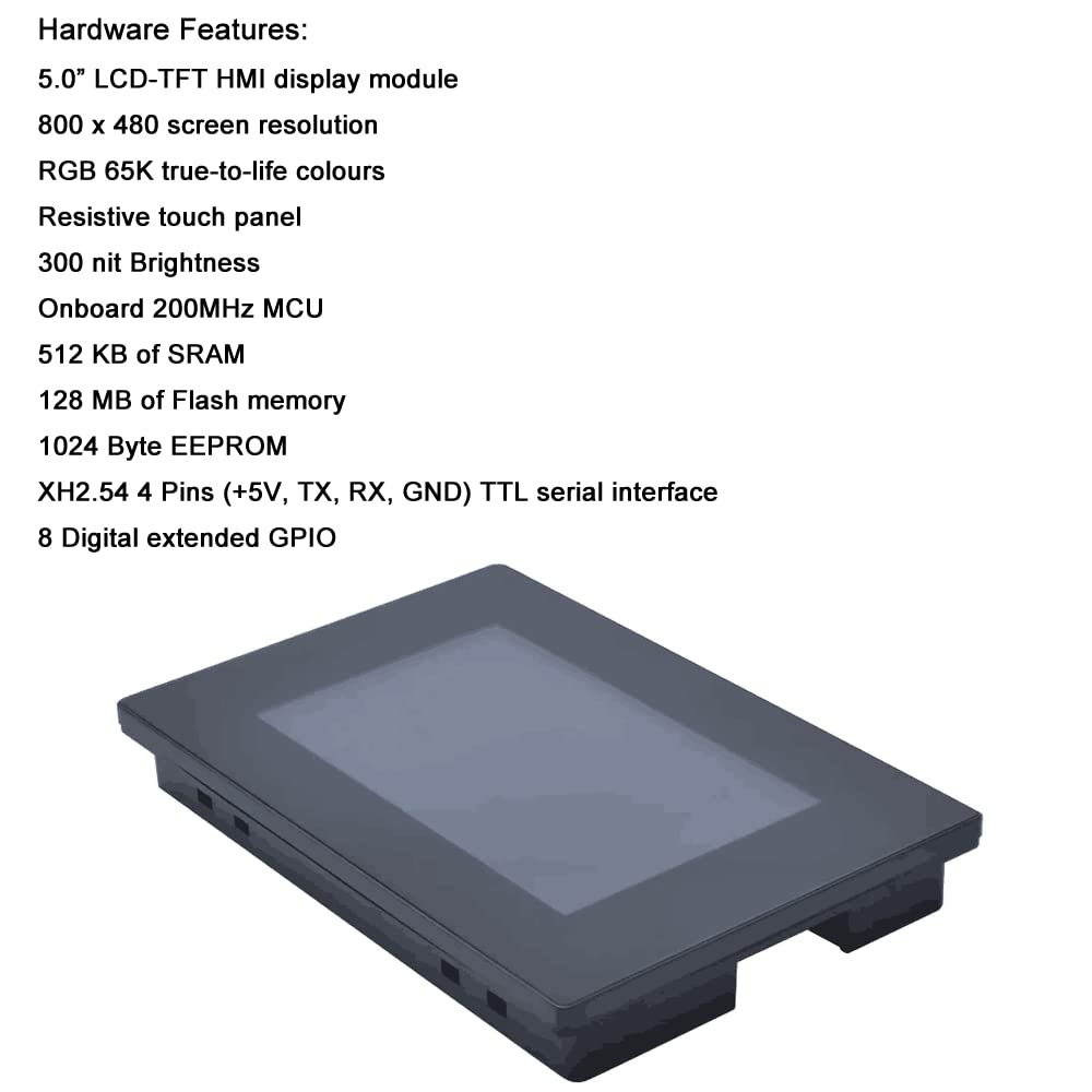 Nextion Intelligent 5 inch display NX8048P050-011R-Y seriële HMI TFT resistief touchscreen 800x480 LCD-module met behuizing ondersteunt audio video