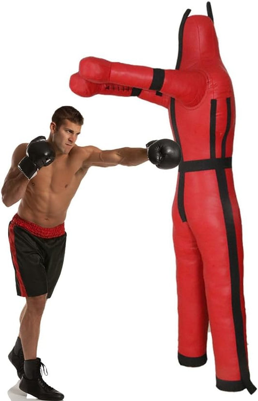 Hangende Grappling Dummy, Judo Bokszak Dummy, MMA Worsteldummy, Grappling Staande Zittende Gooien, voor Martial Arts Boksen Karate Training, ONVULD (Color : A Red, Size : 185cm)