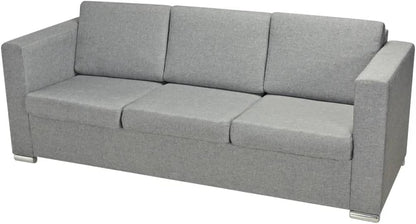 vidaXL 3 Seater Sofa Sofa Seating Sofa Three Seater Sofa Three Seater Sofa Chair Fabric Light Grey - QUORE