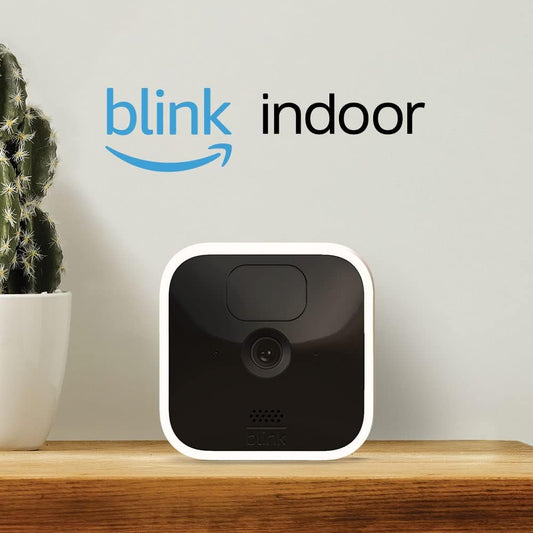 Blink Indoor: draadloze HD-beveiligingscamera met bewegingsdetectie en tweerichtingsaudio waarvan de batterijen twee jaar meegaan | Blink Abonnement gratis proefperiode | 2-delig camerasysteem