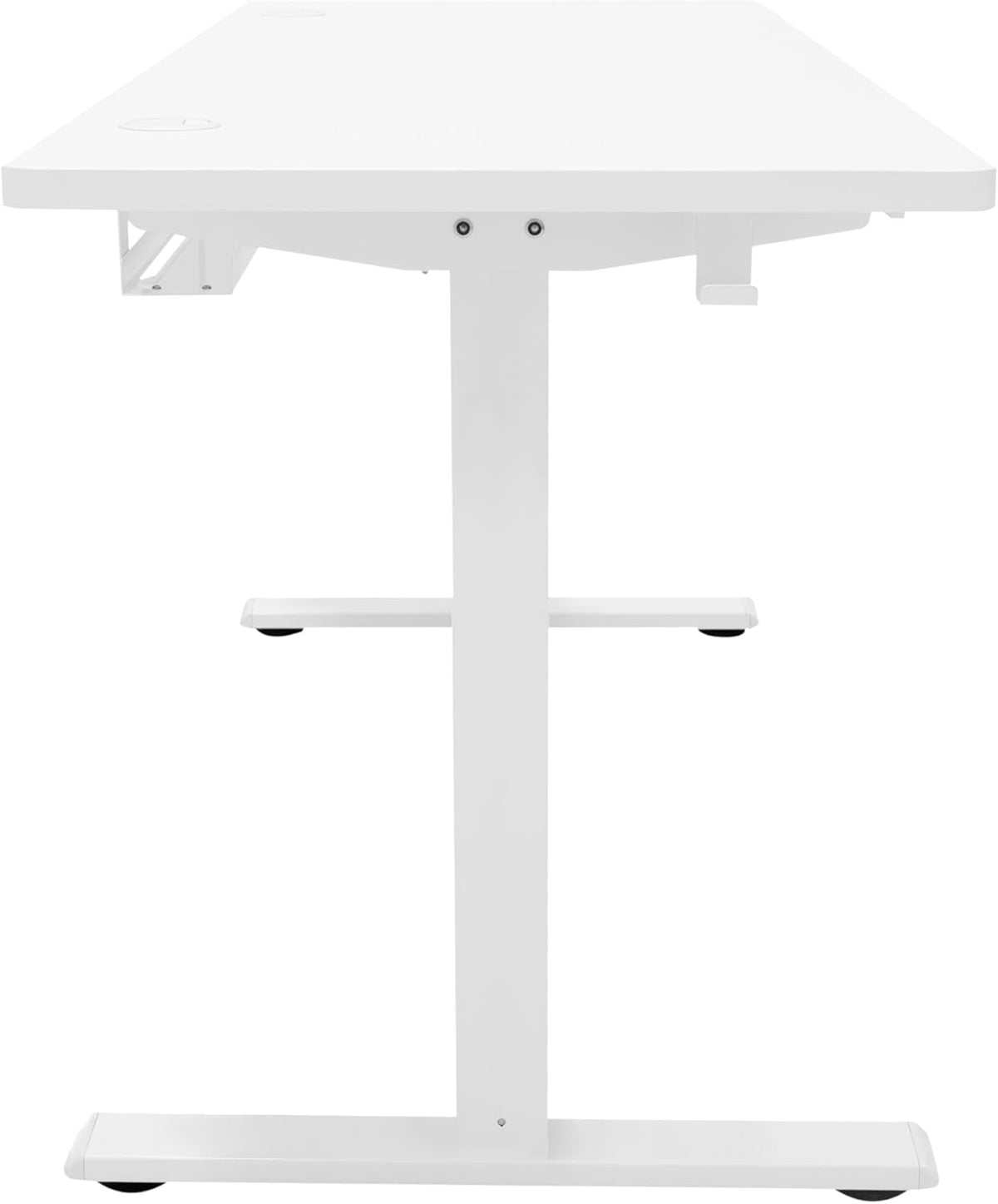 Electric Standing Desk 160 x 60cm White Height Adjustable Ergonomic Sit-to-Stand Computer Workstation Built-in Drawer USB A&C Charging Cable Pocket Hook Office Table Timer Smart Control Panel - QUORE