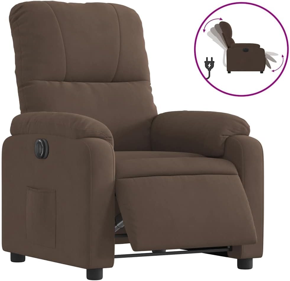 Recliner Chair, Electric Brown, Microfibre Fabric, TV Chair with Reclining Function, Single Lounger, Relax Chair for Living Room, Bedroom