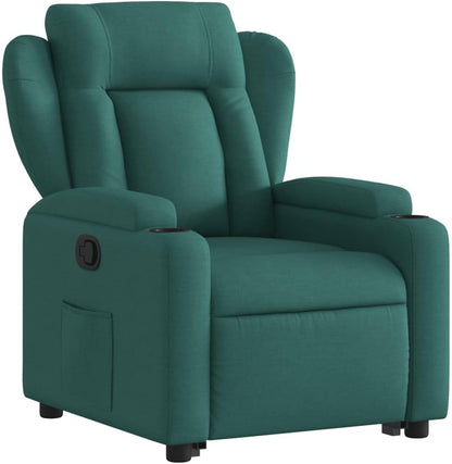 Relaxstoel met Opstahulp – Tv-Stoel – Ligstoel – Relaxfauteuil – Stoel Met Kantelsysteem – Elektrische Opstahulp – Handmatig Verstelbare Ligfunctie – Donkergroen Stof