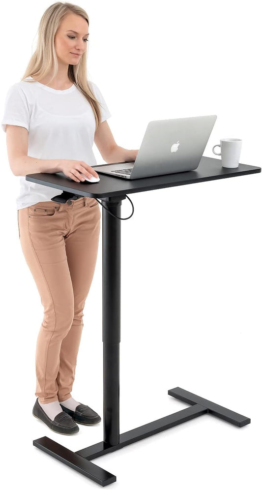 Tatkraft Bliss Airlift Pneumatisch Zit-Staand Laptopbureau met Wielen, Verstelbare Hoogte 73,7 – 114,3 cm Moeiteloos Gaslift Regeling, Mobiele Rolbare Laptopstandaard voor Thuiskantoor, Groot