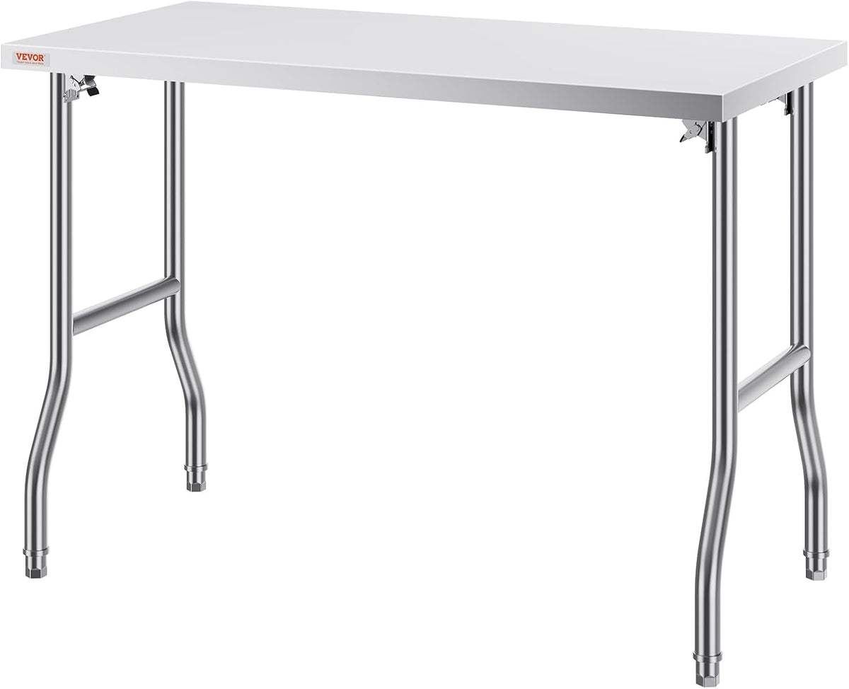 VEVOR Stainless Steel Work Table, 1220 x 610 x 850 mm, Silver - for Family Kitchen, Garage, Commercial Kitchen, Restaurant, Coffee Shop, Laboratory