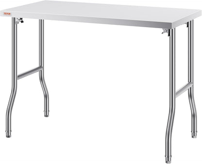 VEVOR Stainless Steel Work Table, 1220 x 610 x 850 mm, Silver - for Family Kitchen, Garage, Commercial Kitchen, Restaurant, Coffee Shop, Laboratory