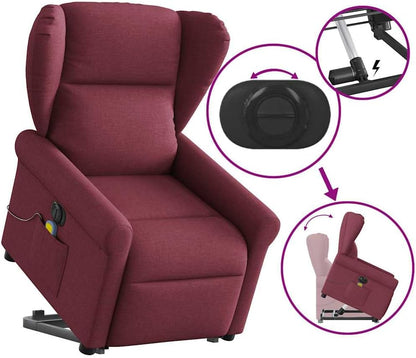 Elektrische Relaxfauteuil – Elektrische Relaxstoel – Opsta Fauteuil – Massage Fauteuil – TV Stoel – Elektrische Kantelfunctie – Vibratiemassage – Wijnrood Stof