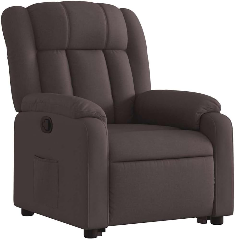 Relaxstoel Met Opstahulp – Elektrische Tv-Stoel – Loungezetel – Ligstoel – Relaxfauteuil – Handmatige Ligfunctie – Donkerbruin Stof – Draagvermogen 110 Kg